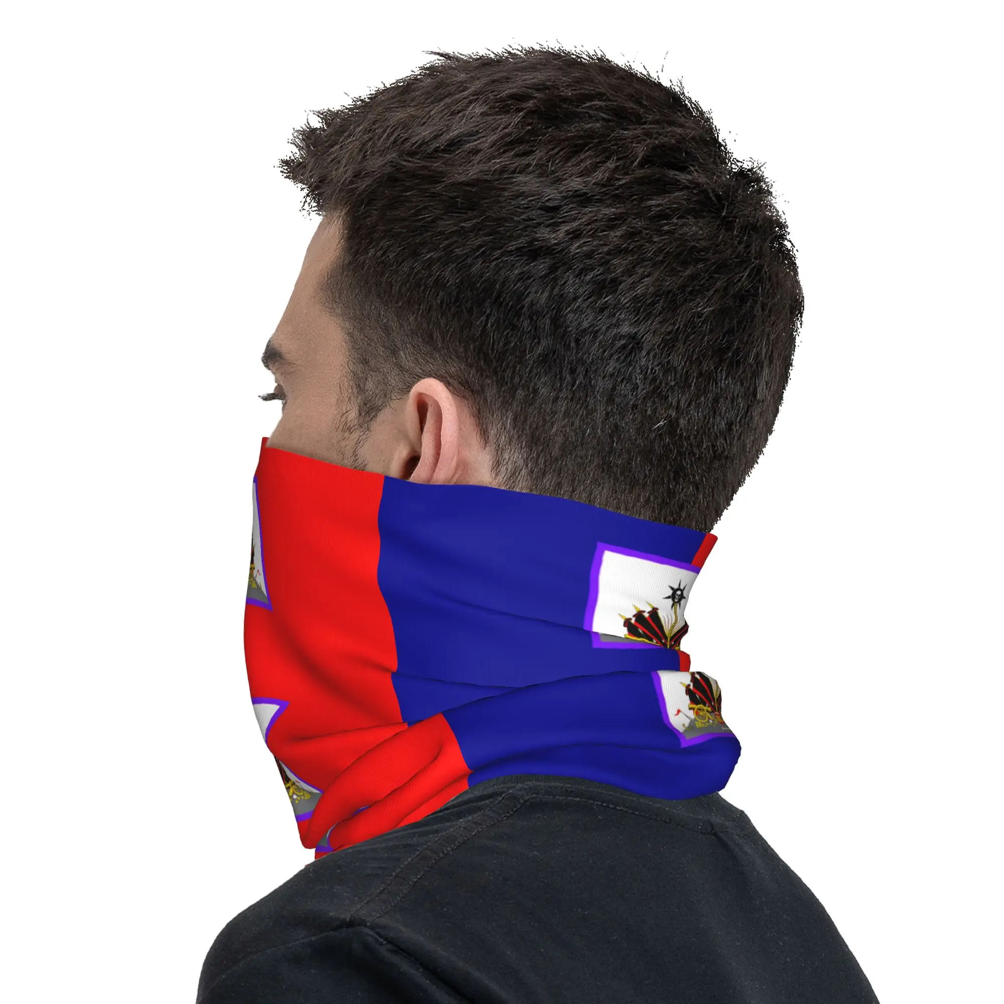 Haiti Flag Bandana  y2k Funny Cycling Mask Hiking Camping Dustproof Balaclava Pattern Neck Warmer Face Masks view 4