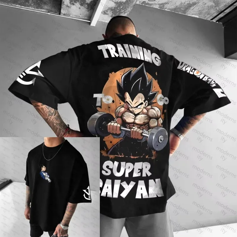 Koszulka męska Dragon Ball 2025, nowa kolekcja letnia, luźny krój, nadruk anime, styl uliczny, casualowa, oversize, Harajuku, krótki rękaw.