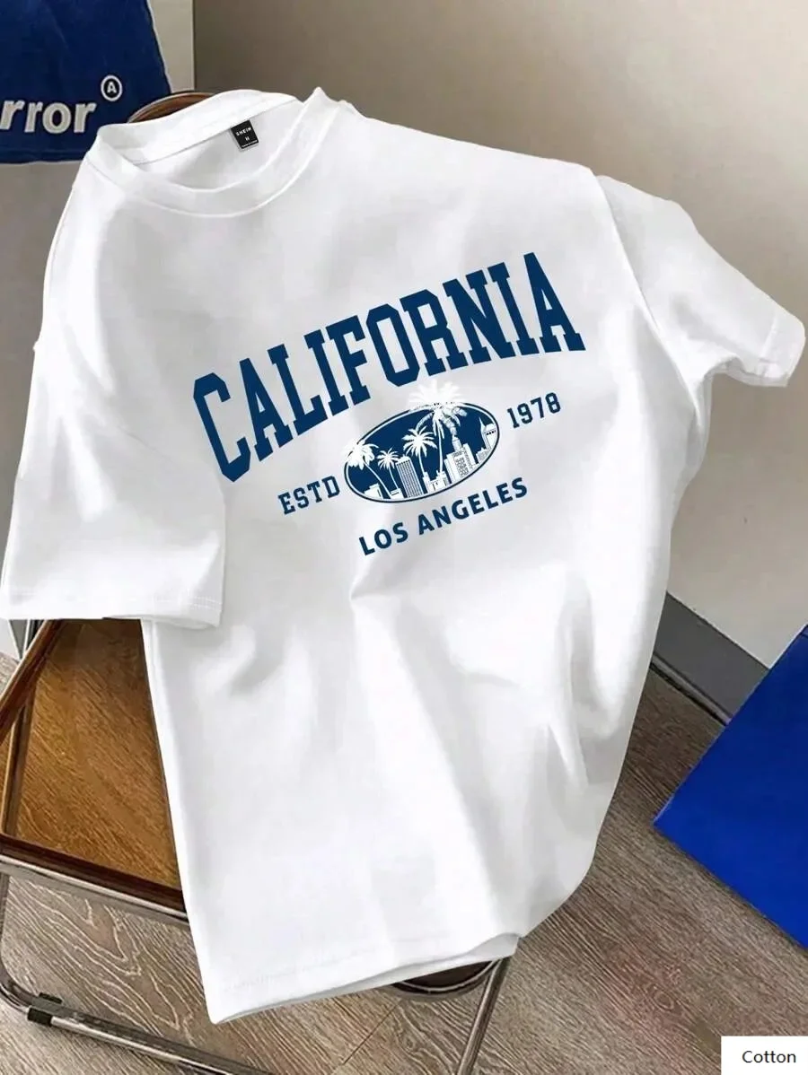 تي شيرت قطني بتصميم ريترو كاليفورنيا لوس أنجلوس 1978 مع طباعة المدينة وشجرة النخيل مثالي للأزياء بدون جهد S-4XL