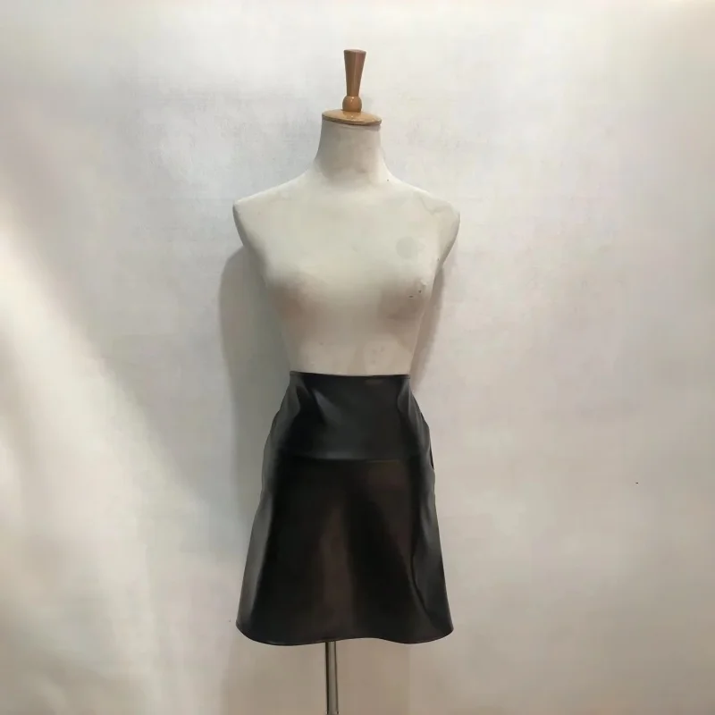

Women's Black PU Leather Hollow out Mini Skirt Sexy DJ Dancer Party Stage Costume for Nightclub Buttocks Show Celebration
