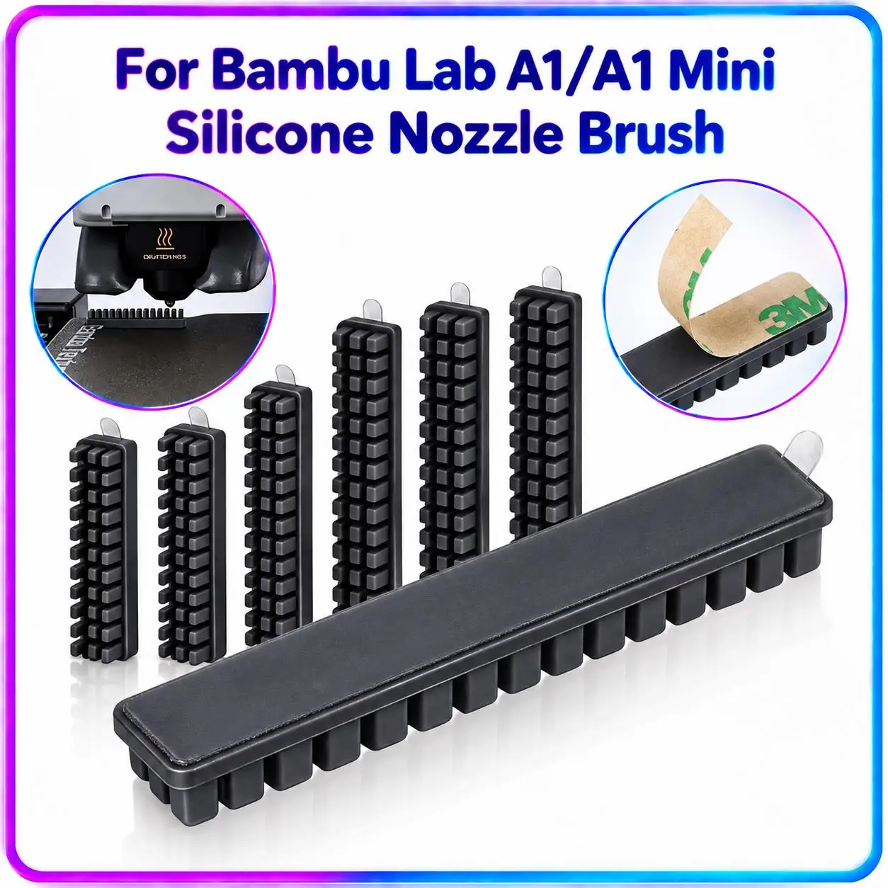 3/6/9/12/15 PCS Nozzle Wiper Silicone Brush Upgraded Hotbed Mounted Cleaning Scrubber for Bambu Lab A1 A1 Mini 3D Printer Parts