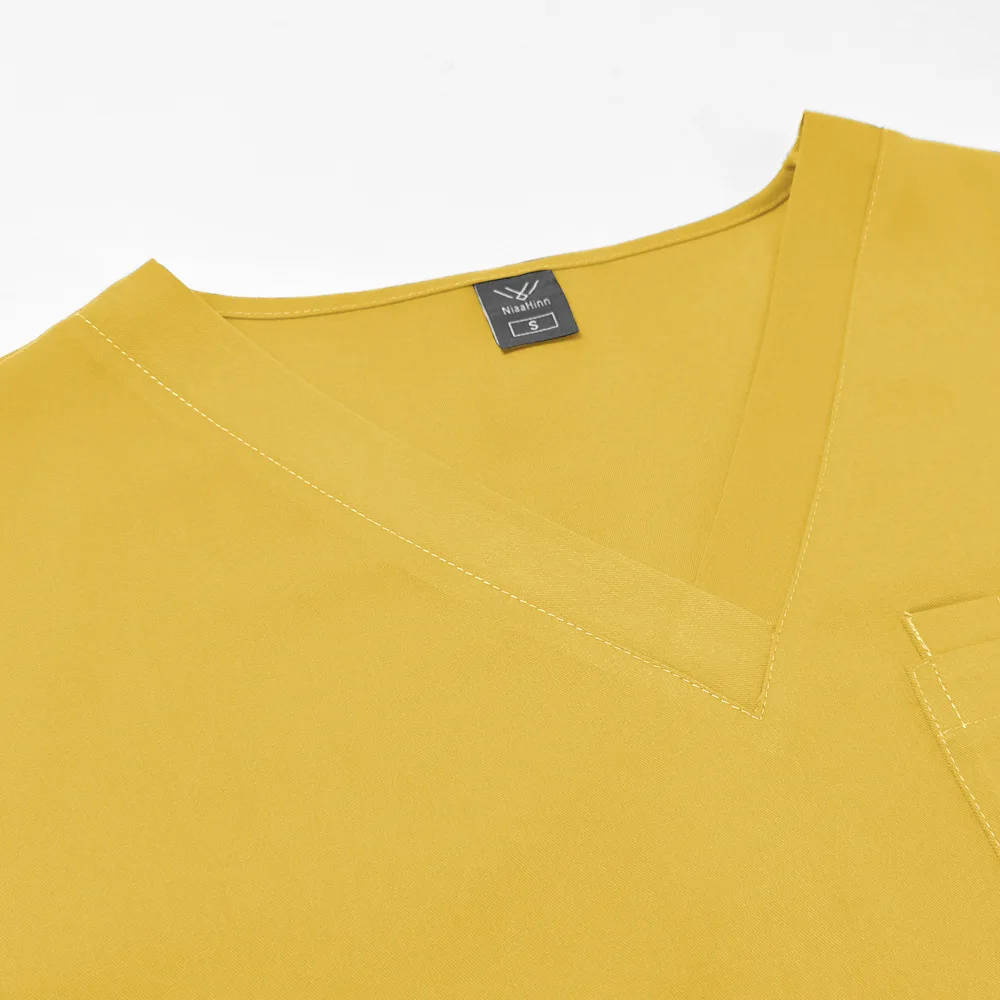 ชุดยูนิฟอร์มพยาบาล ชุดสครับสำหรับผู้หญิง หลากสี ชุดสครับสำหรับสัตวแพทย์ ชุดทำงานทางการแพทย์ เสื้อคอวีแขนสั้น+กางเกงจ็อกเกอร์