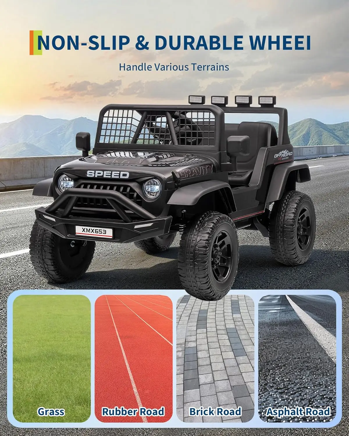 Elektrische auto voor kinderen Rijdende auto met afstandsbediening Rit op vrachtwagen Speelgoed voor peuter Jongens Meisjes Bluetooth-muziekspeler LED-licht