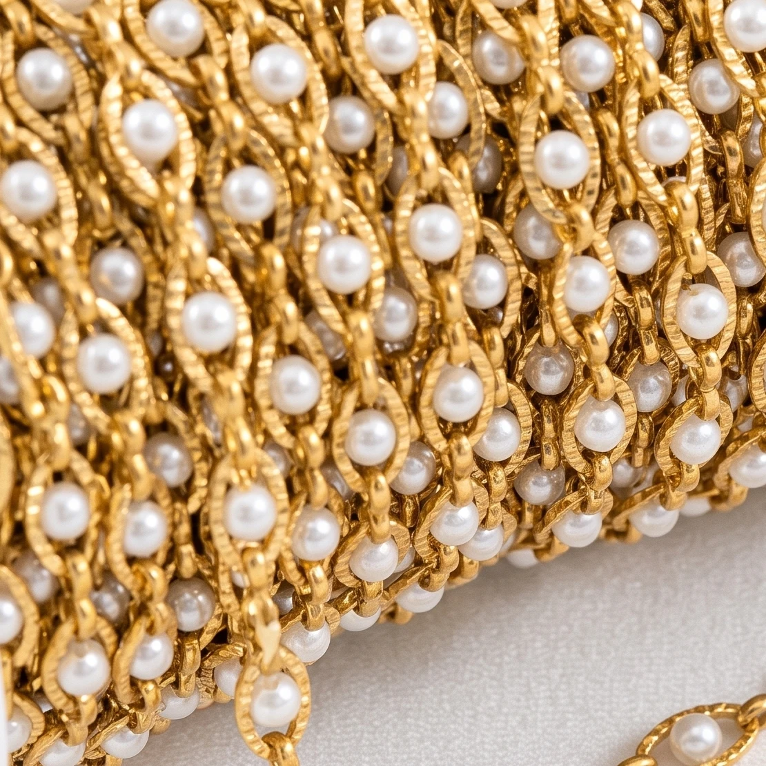 0,5 Meter/1 Meter Künstliche Perlenkette mit Bösem-Auge-Anhänger für Schmuckherstellung, Goldene Edelstahlketten, Großpackung DIY Bastelzubehör für Halsketten – Detail 4