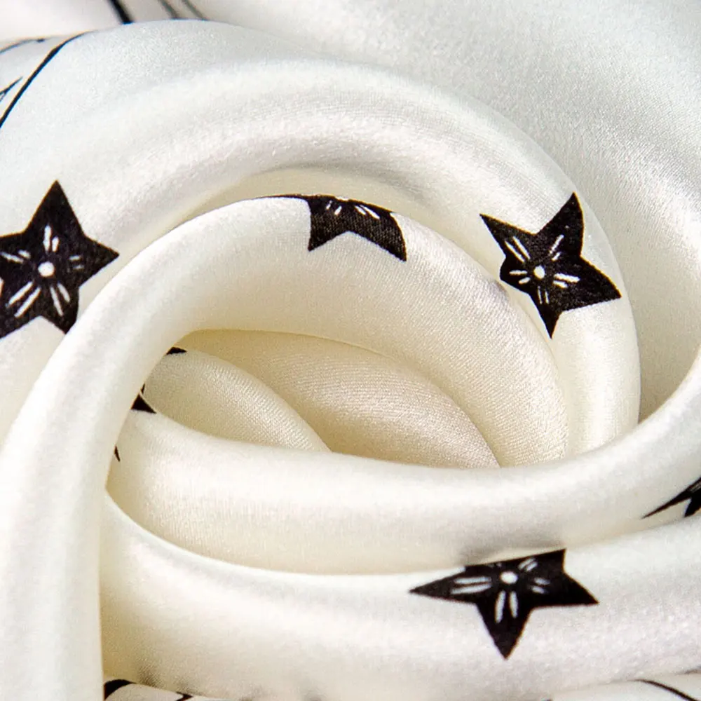 53cm 100% Pure Silk Scarf Women Tarot Sun Moon Celestial Star Astrology Print Black White Bandana Head Square Neckerchief Wrap view 3