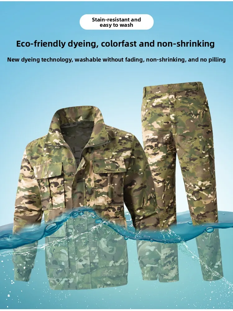 Men's Camouflage orm Set New Wear Resistant Labor Protection Workwear Spring Autumn Anti Tear Outdoor Military Training U...