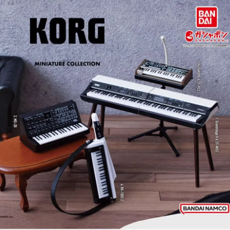 BANDAI KORG Koin Piano eléctrico escena en miniatura modelo juguetes cápsula juguete instrumentos musicales modelos Piano electrónico ornamento regalos