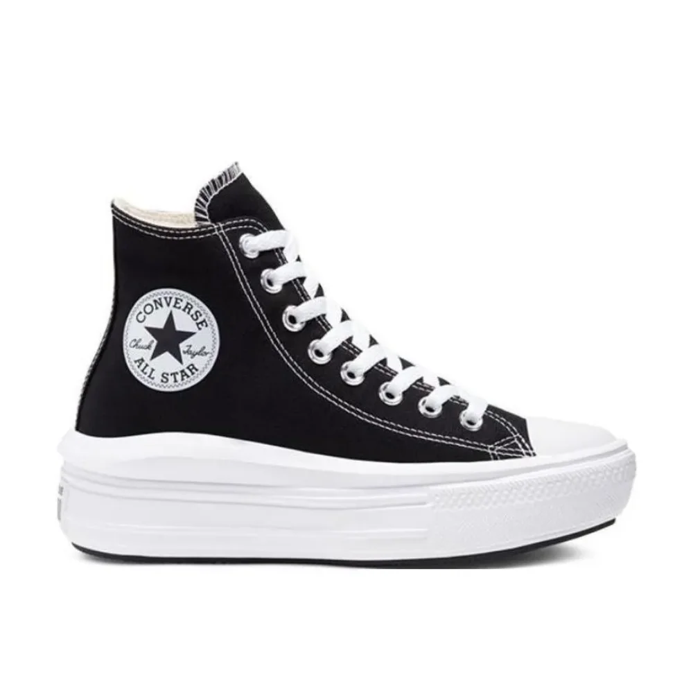 Converse All Star Move High Cloud Thick Sole Anti-slip Wear-resistant High Top Canvas Shoes Women's Black and White