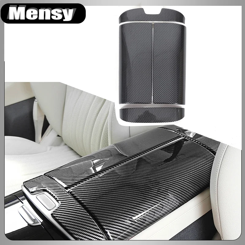 

Для Mercedes Benz S Class W223 2021-2024 Автомобильная центральная консоль, подлокотник, накладка, ABS, углеродное волокно, автомобильные аксессуары