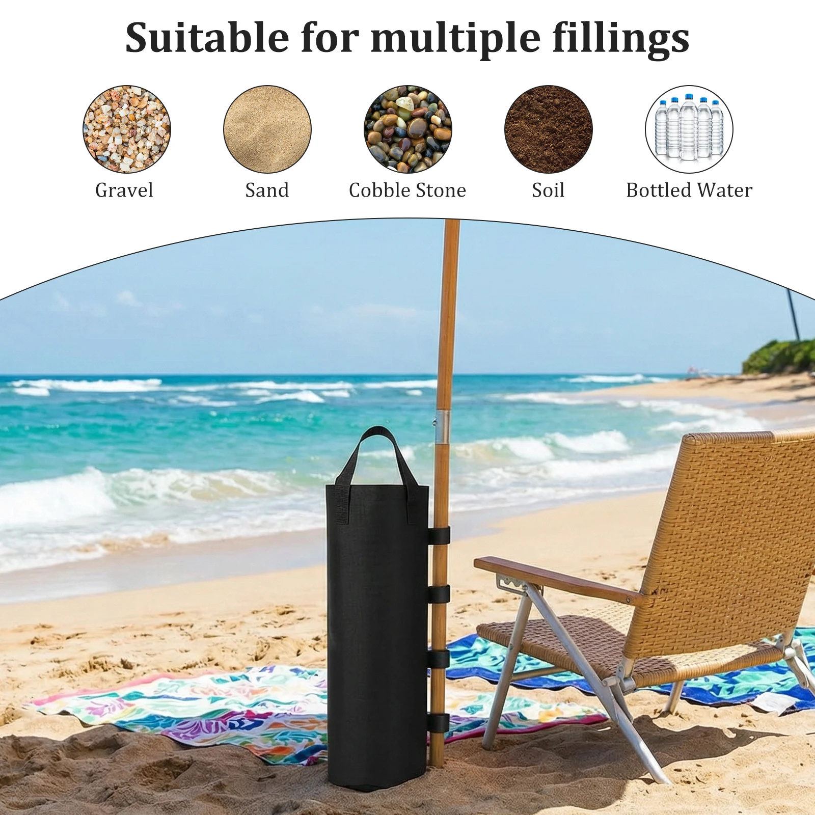 4 Pack 600D Oxford Canopy Weight Bags Total 104LBS Waterproof Empty Sand Bags with Straps for Camping Tent Patio Umbrella view 5