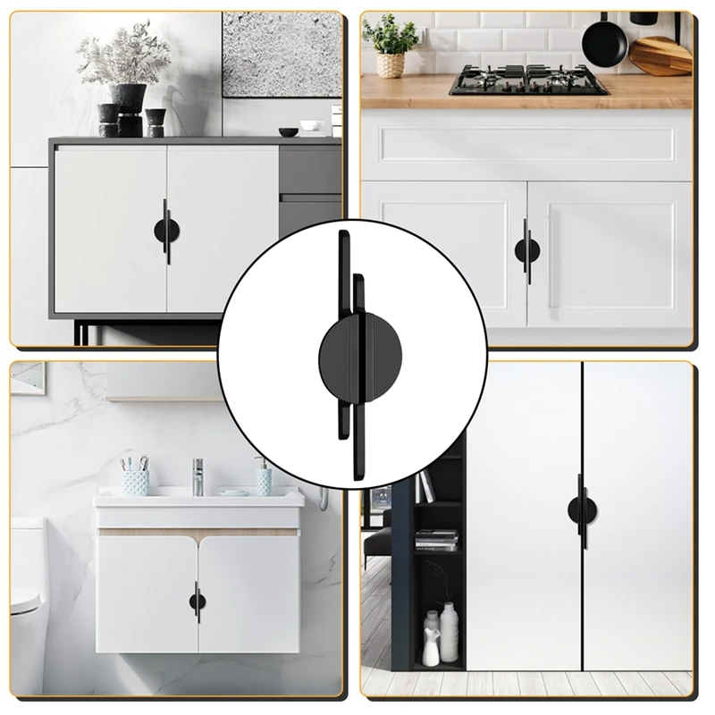 Pegangan kabinet ABNO-2, pegangan kabinet hitam setengah bundar, tarikan kabinet hitam Matte untuk lemari dan lemari 2-1/2 inci (64 Mm)