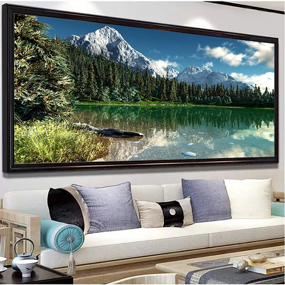 

DIY Diamond Painting Kits Home Decor Mountain Lake Landscape 5D Diamond Embroidery, Beautiful Scenery, Cross Stitch, Handicraft