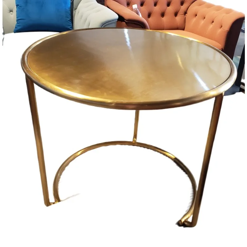 The most popular modern Emirati style round stainless steel gold coffee table for villa living room furniture
