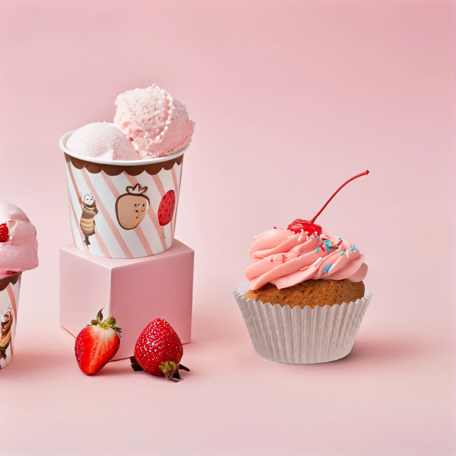 

100Pcs Paper Baking Cups Cupcake Liners Oil Proof Food Grade Cake Muffin Wrappers for Parties Events Cake Cups