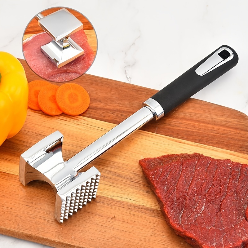  Stainless Steel Double-Sided Square Meat Tenderizer Hammer Food-Safe Kitchen Tool for Pork Chops Meat Tenderizing Appliance 