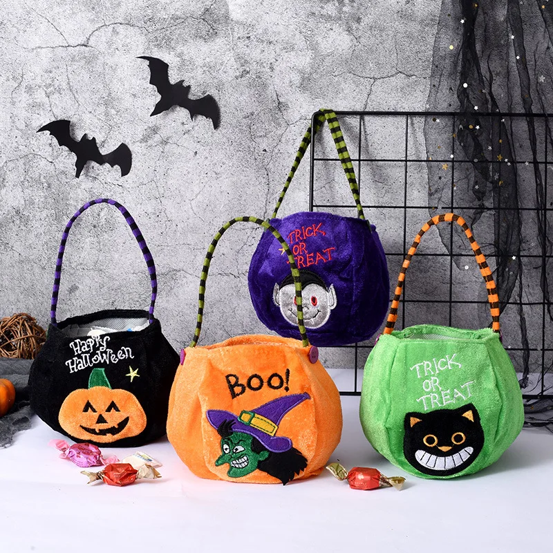 Halloween Pumpkin Handbag Boo Witch Candy Package Vampire Elf Black Cat Trick Or Treat Kids Happy Halloween Day Gift Bags Favor