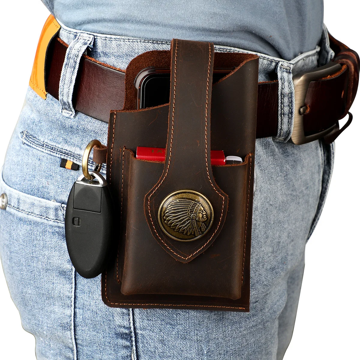 남성용 가죽 벨트 루프 휴대폰 파우치, 허리에 착용하는 - Edc Carry Bag For Men 리뷰 및 가격