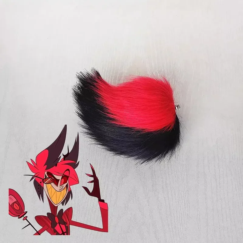 Anime Radio Demon Red Black Tail Cosplay, Alastor Props, Fausse fourrure, T64.Plush Fox Cat Accessrespiration, Gifts