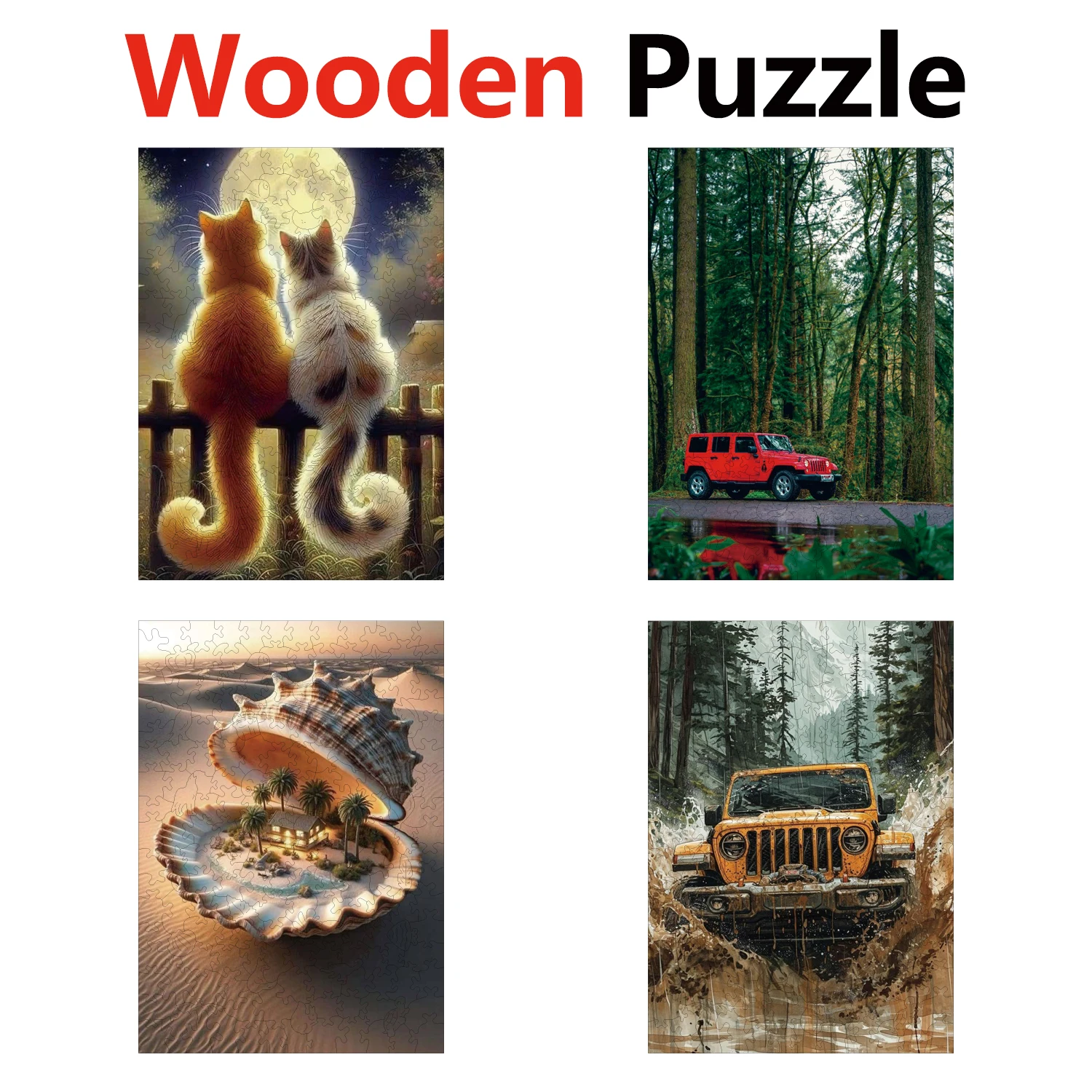 

Cat Car Conch Puzzles High Quality Jigsaw Puzzle Wooden Puzzle Best Christmas Gift