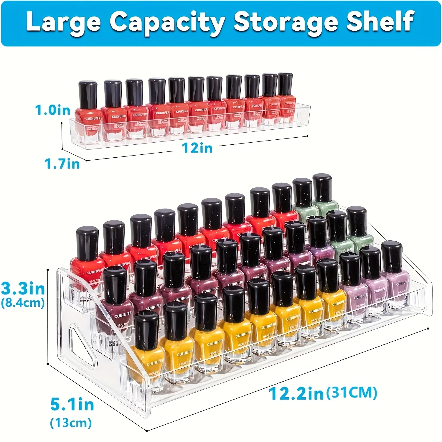 Multifunctional Acrylic Organizer, Suitable for Nail Polish, Cosmetics, Fashion Glasses, and Essential Oils - Easy Installation