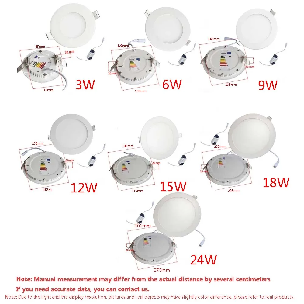 Led typu Downlight lampa sufitowa 110V-220V 6W 9W 12W 24W lampa wpuszczana okrągły Panel oświetleniowy Led 15W 21W reflektor oświetlenie wewnętrzne