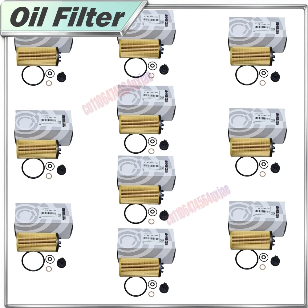 10x Engine Oil Filter 11428593186 For MINI For BMW Countryman X1 X2 F54 F55 F56 F57 11428593186 Engine Oil Filter High Quality