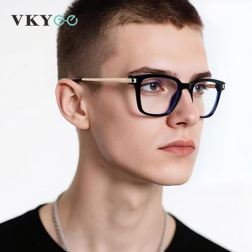 VICKY, nueva moda, gafas cuadradas geométricas personalizadas, gafas de lectura antiluz azul para hombres, se pueden personalizar con prescripción