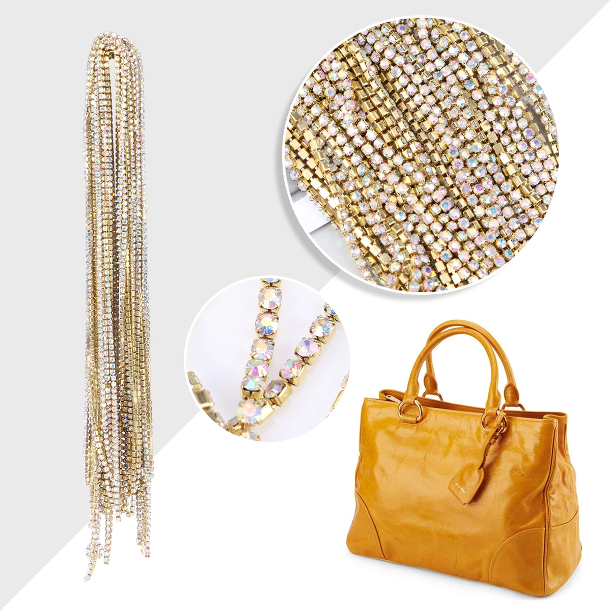 

Crystals Diamond Claw Chain Rhinestone 10M Golden Trim Craft Strands Sewing Accessories For Dress Handbags Shoes Wedding