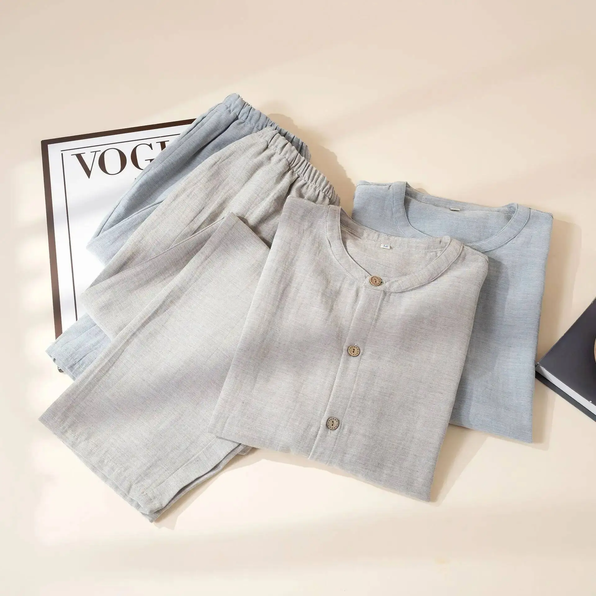 

Простой стиль, однотонные хлопковые мужские брюки, пижамный костюм на весну и осень, тонкая мужская пижама с длинными рукавами, комплект домашней одежды