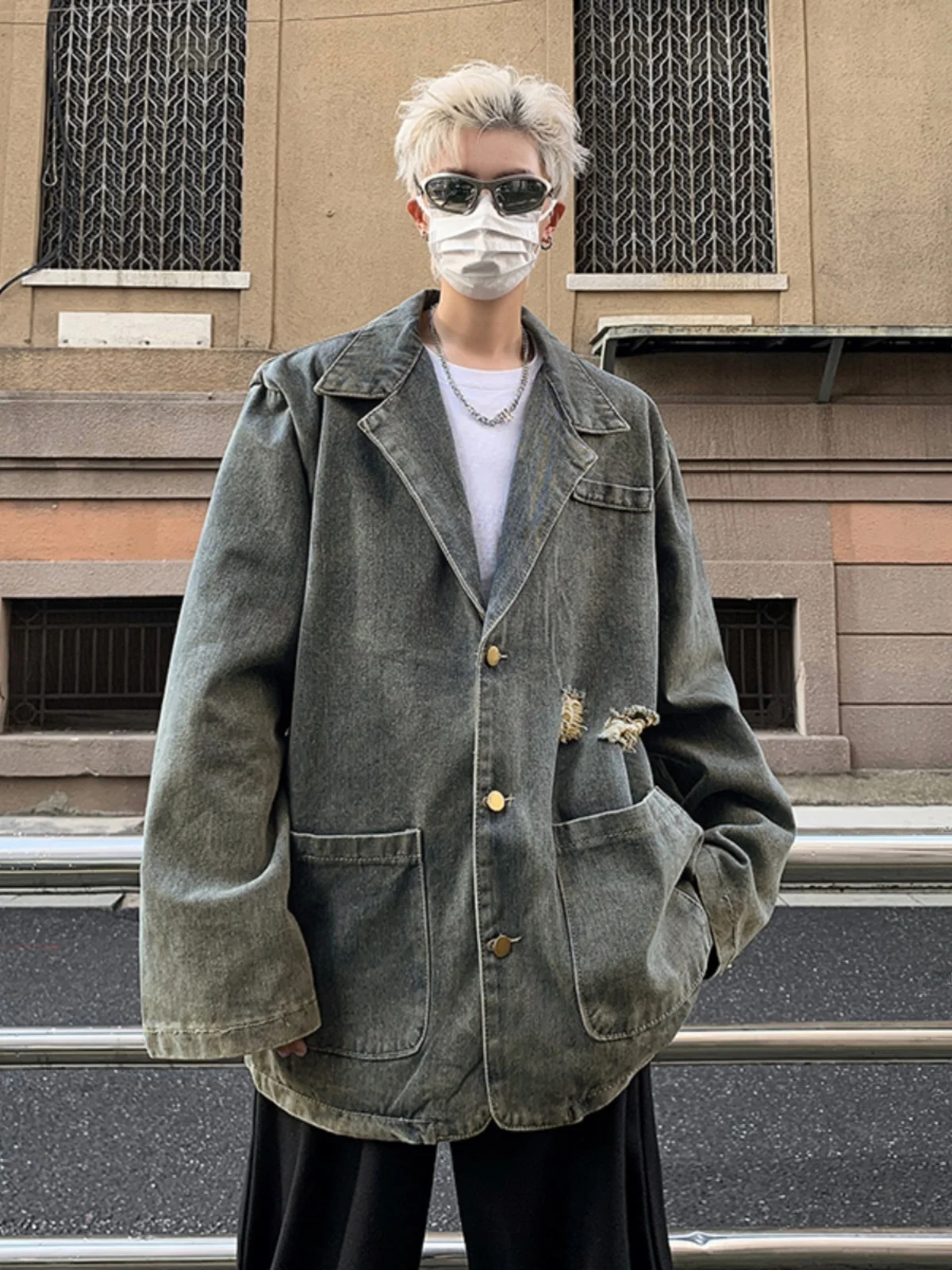 

Мужская джинсовая куртка Waed: весенне-осенняя, свободного кроя, в американском уличном стиле, модная и крутая, в западном стиле