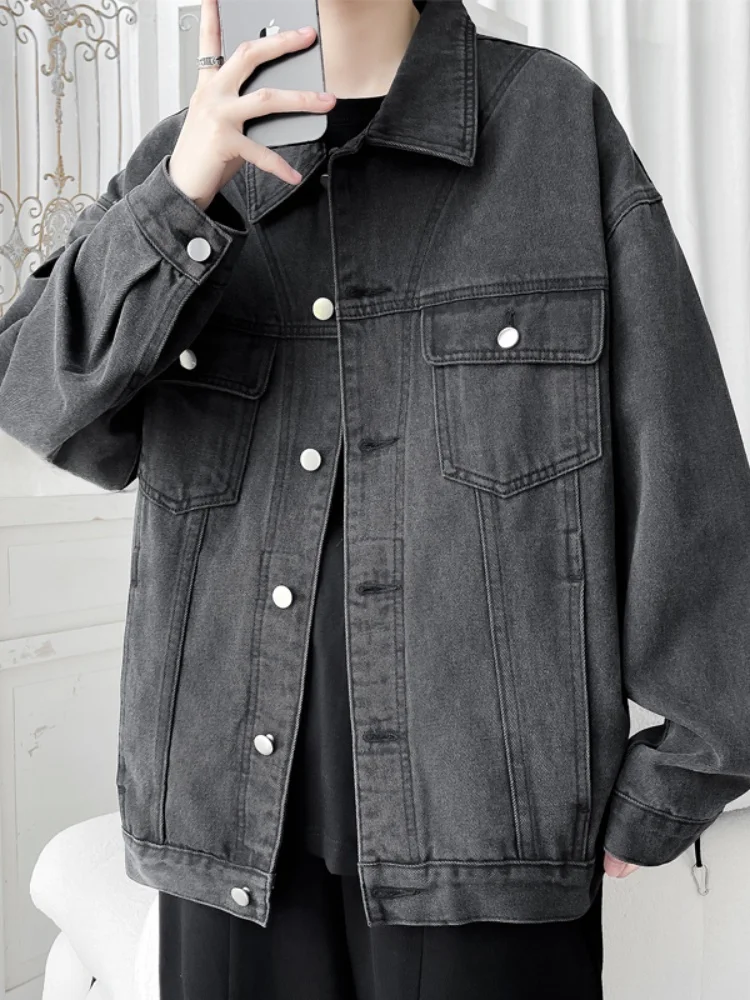 

Винтажная джинсовая куртка Waed для мужчин: модная, свободная, в американском уличном стиле, весна-осень, верхняя одежда