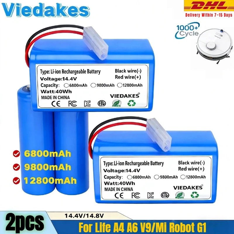 

✓✓6800mAh 14.4V Rechargeable Battery ，for Xiaomi Mi G1 MJSTG1 Robot Vacuum Cleaner High Performance Replacement Parts