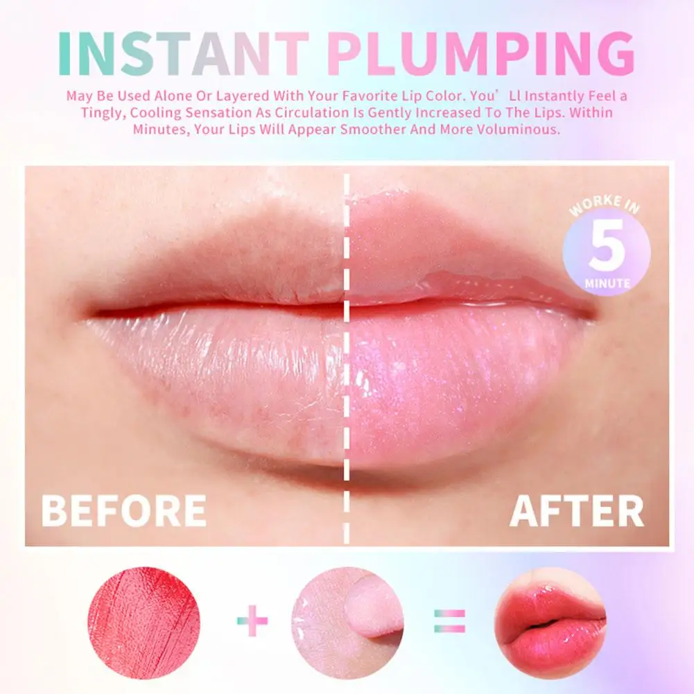 1pcs Instant Volume Lip Plumper Oil Dark Lip Removal Balm Plumping Moisturizing Reduce Lip Fine Line Lipstick Lip Gloss Care