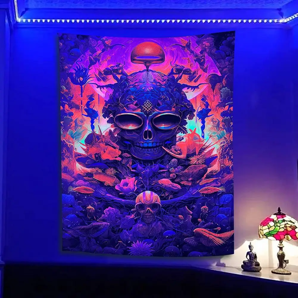 

Uv Reactive Tapestry Lightweight Polyester Tapestry Uv Fluorescent Halloween Skeleton Tapestry Create Spooky with Fade-resistant