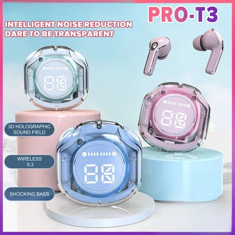 Original AIR39 tws Wireless Bluetooth Headset Transparent ENC Power Digital Display Stereo Sound Earphones for all smartphone