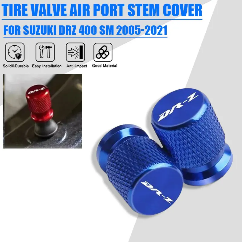 2 Pcs Motorcycle Accessories For Suzuki DRZ 400 SM 2005-2021 DRZ400SM DR-Z 400 Metal Tire Valve Air Port Sttem Cover Caps