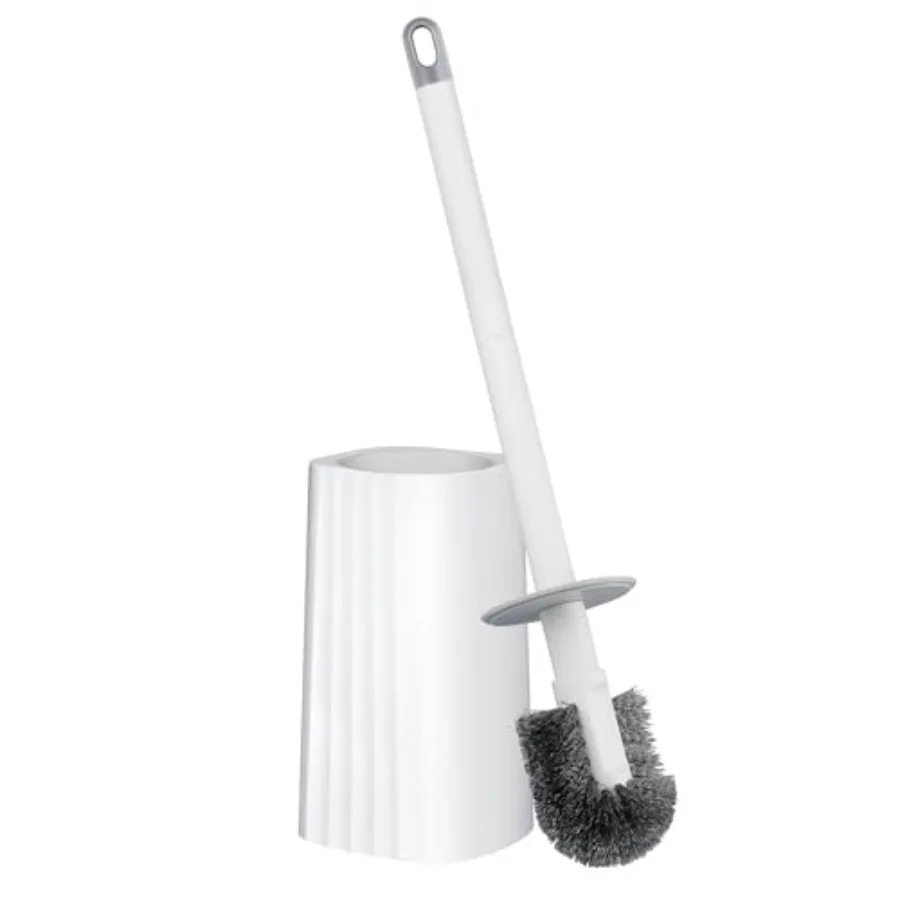 

Toilet Brush and Holder Set, Lightweight Plastic Handle, Space Saving for Storage, Deep Cleaning, Drip-Proof, Easy to Assemble,