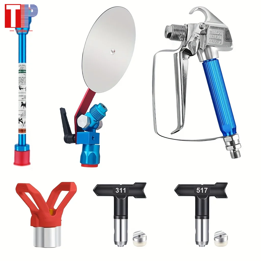 Tpaitlss  Airless Paint Spray Gun with 311&517 TIP, 7.87 Inch Extension Rods and Spray Guide Accessory for Airless Paint Sprayer