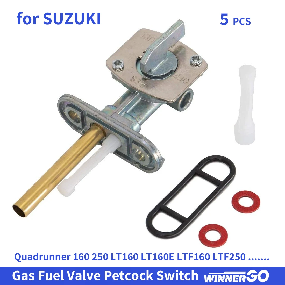 

5pc Fuel Petcock Gas Tank Switch Shutoff Valve for Suzuki Quadrunner 160 250 LT160 LT160E LTF160 LTF250 LTF250F Ozark 250 LTF250