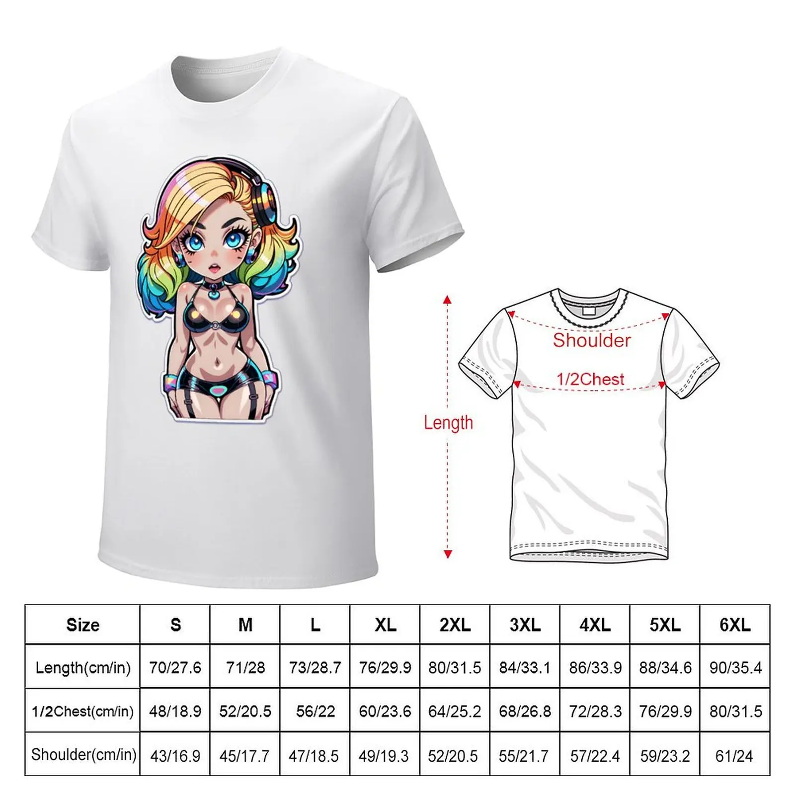 Cute Sexy Anime Rave Girl T-shirt blacks sweat t shirts for men cotton