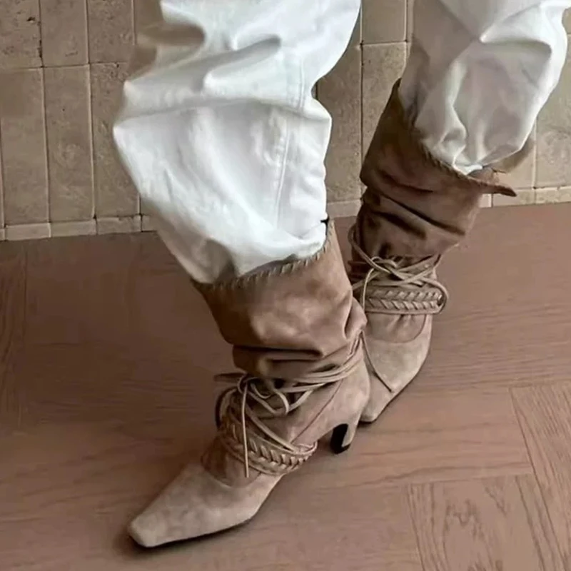 Women's Shoes Autumn Winter Brown Suede Ankle Boots Fashion Comfort Chelsea Western Boots for Women Designer Shoes Ladies Shoes