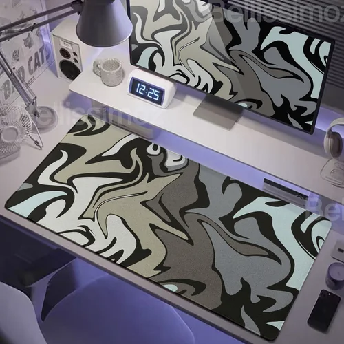 Imagen 2 del producto Alfombrilla de ratón líquida Strata, teclado grande para juegos, alfombrillas extendidas, alfombrilla de ratón púrpura y negra, alfombrilla de ratón topográfica, alfombrilla de escritorio para gabinete de PC