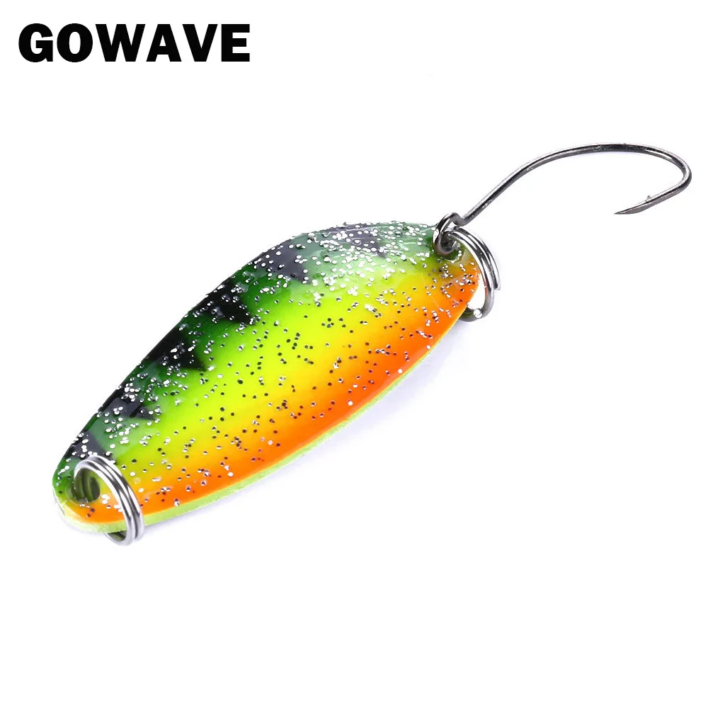 GOWAVE Peche Leurre Pesca Ice Fishing 4.5g 32mm Colorful Spoon Bait Copper Stream Metal Fishing Lure For Trout Chub Perch Salmon