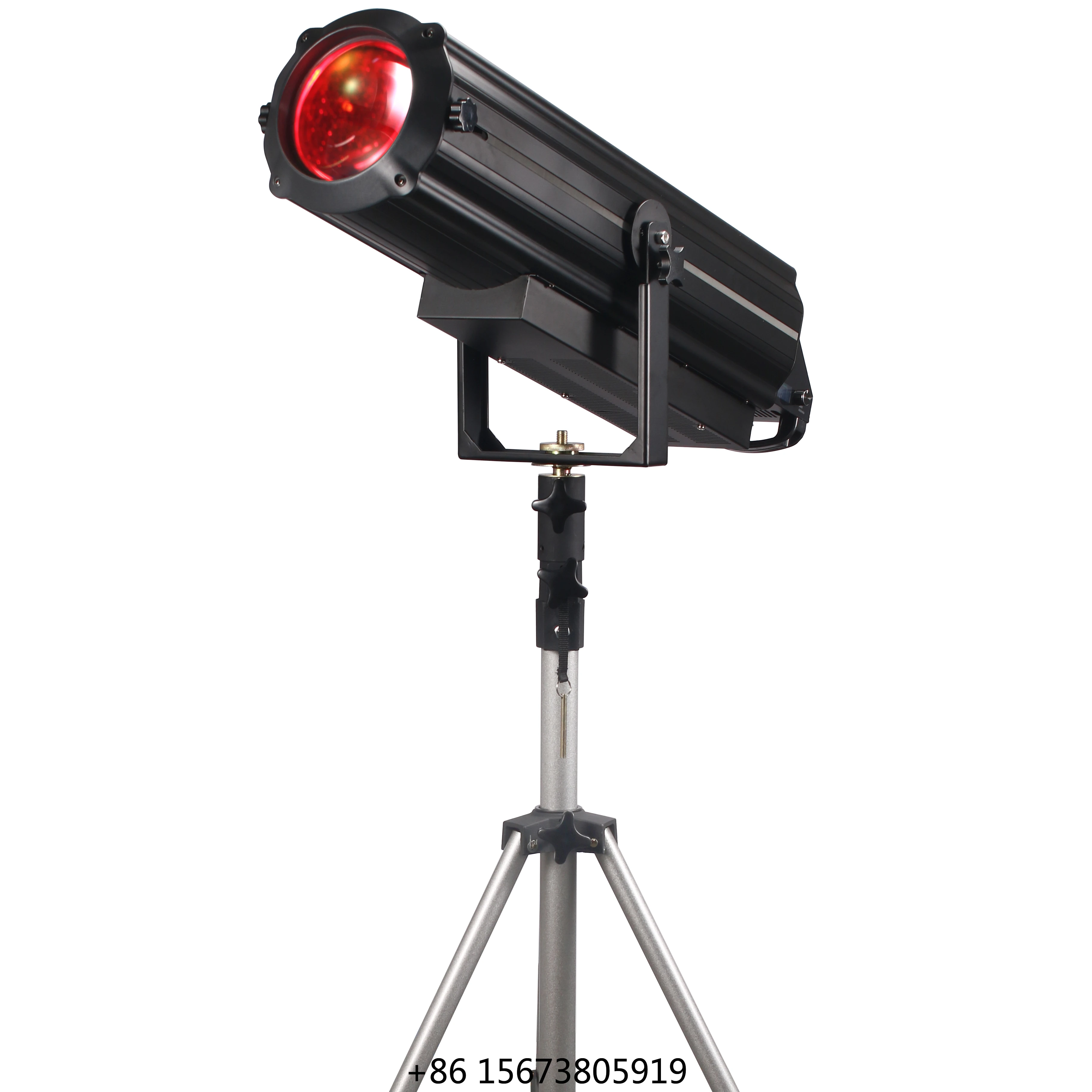 LED600 RGBW Aluminum Follow Spot Stage Lighting with DMX512 Control IP33 Rating 8-12 Beam Angle CRI 90 for Theaters Cinemas