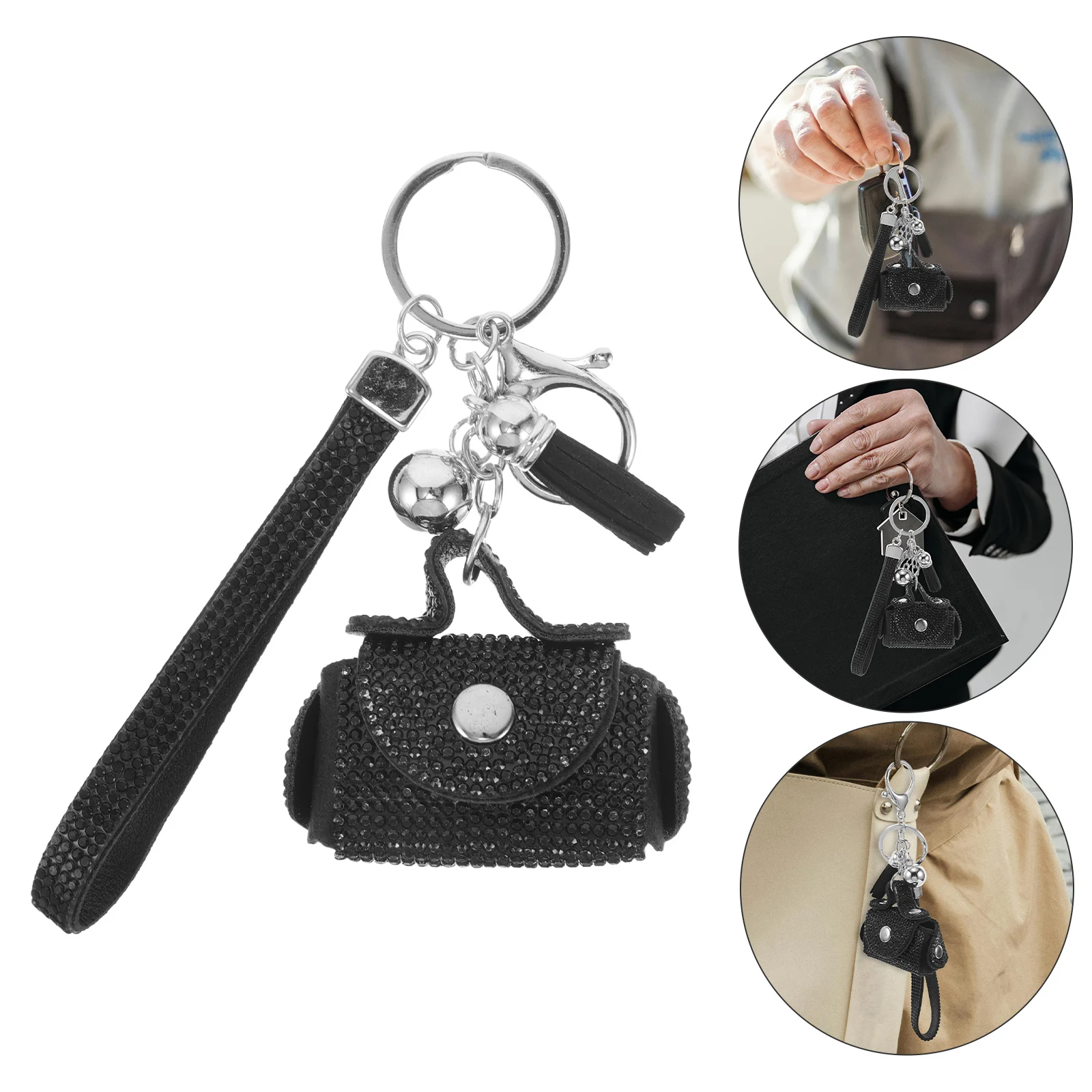 

Mini Keys Keychains Cute Purse Charm Artificial Crystal Bohemian Tassel