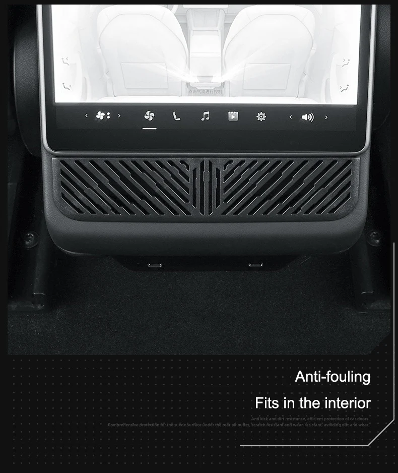 For Tesla Model Y Juniper Rear Air Vent Cover Model 3 Highland Armrest Box Back Conditioner Outlet Filter Grille Protector Cover