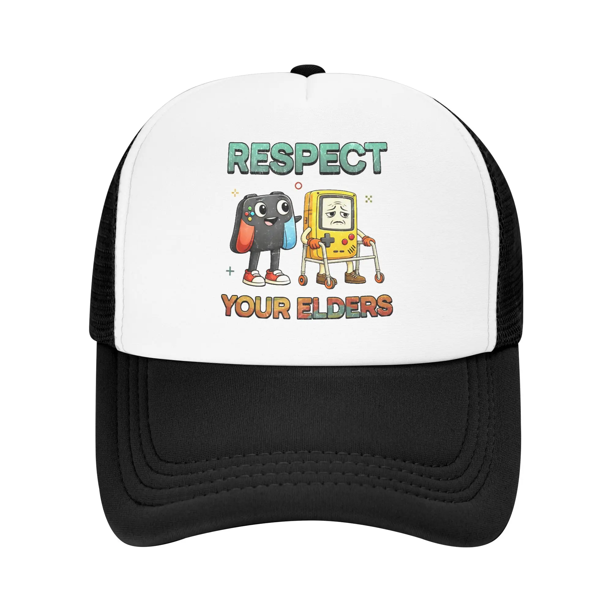 Respect Your Elders Gaming Control Retro Trucker Caps Mesh Baseball Caps Snapback Caps  Hats Trucker Cap Adjustable Sports Cap