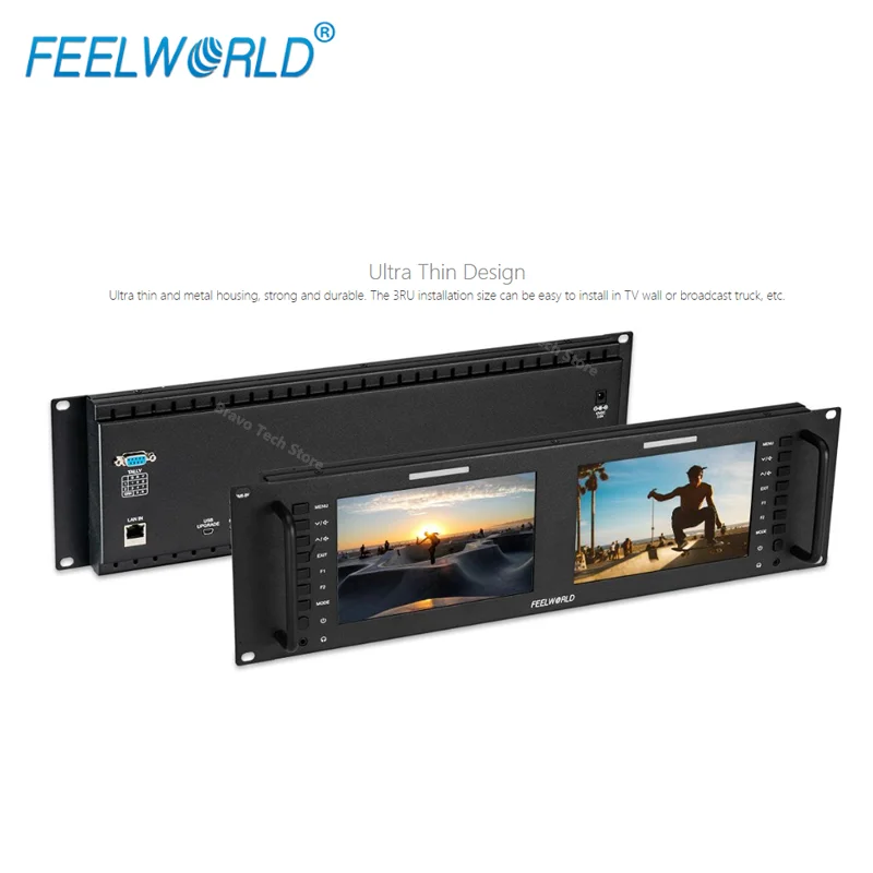 Imagem -03 - Feelworld D71 Plus D71-h Plus Dual Polegada 3ru Sdi Monitor de Montagem em Rack Hdmi Ips Full hd 1920x1200 com Waveform Lut