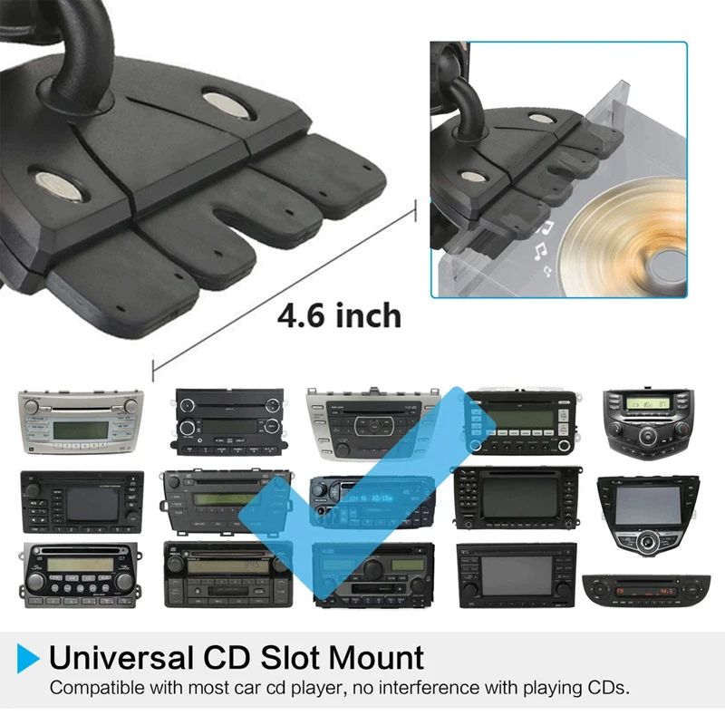 Adjustable Car CD Slot Tablet Stand Phone Holder for IPad Pro 12.9 Air Mini IPhone 13 12 Pro Max Samsung Huawei 4-13 Inch Pad PC