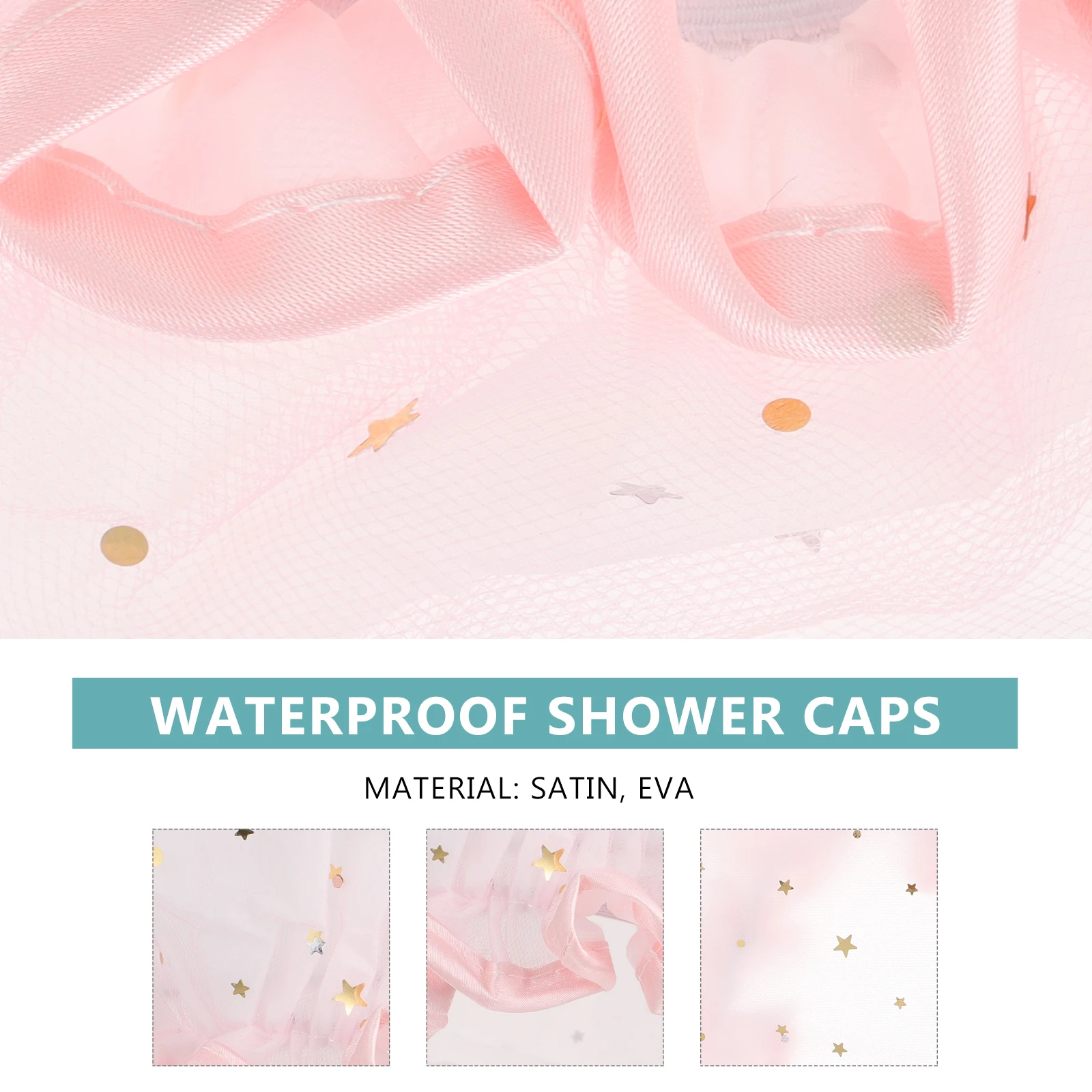 

Waterproof Shower Cap Caps Satin Bath Hat Washable Hair for Women Reusable Bathing Has